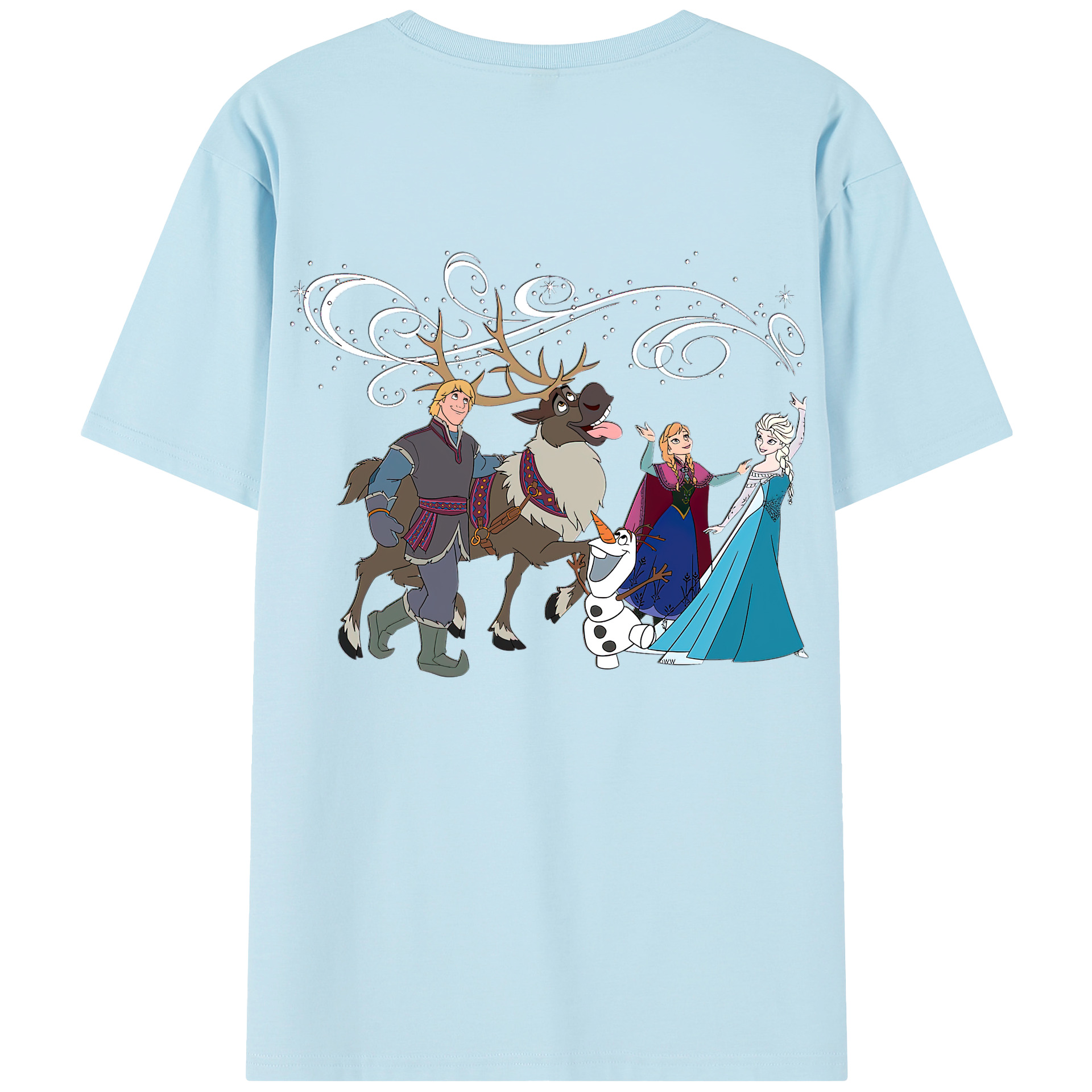 （画像用） アナと雪の女王 アンナ エルサ Frozen Anna Elsa 綿100％半袖Tシャツ（背面プリント）